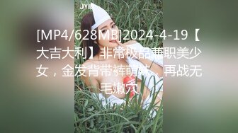 [MP4/628MB]2024-4-19【大吉大利】非常极品兼职美少女，金发背带裤萌妹，再战无毛嫩穴