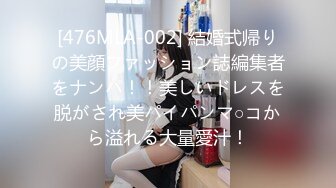 [476MLA-002] 結婚式帰りの美顔ファッション誌編集者をナンパ！！美しいドレスを脱がされ美パイパンマ○コから溢れる大量愛汁！